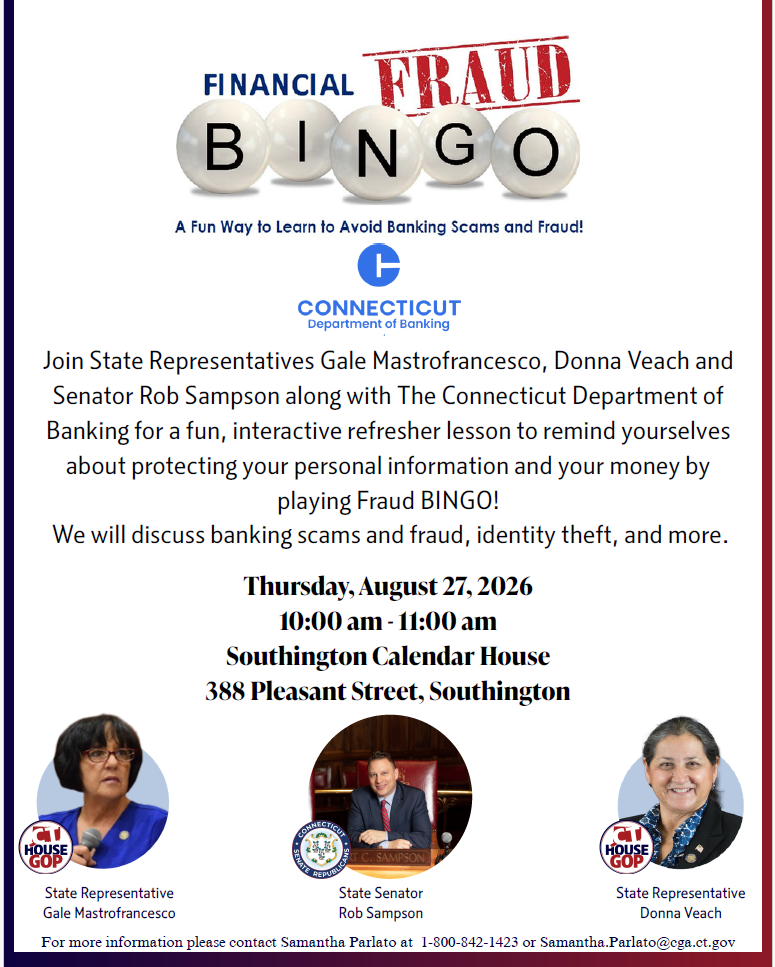 Southington Lawmakers to Host Informational Forum on Protecting Yourself from Scammers